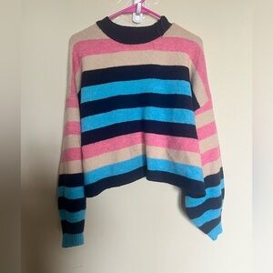 Topshop Pink, Blue, and Cream Striped Sweater
